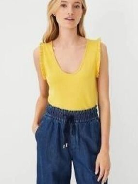 Ann Taylor - Mustard Ruffle Sleek Tank Top size M